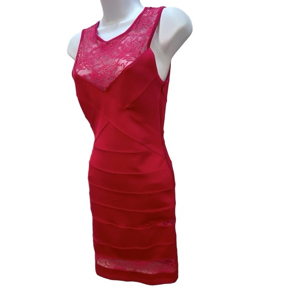 NWT TOPSHOP Magenta Size 2 Bodycon Lace Detail Round Neck Formal Dress #W172 - Picture 10 of 13